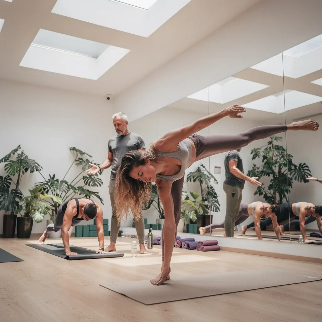 Practición de yoga en un entorno natural que promueve la transformación física.