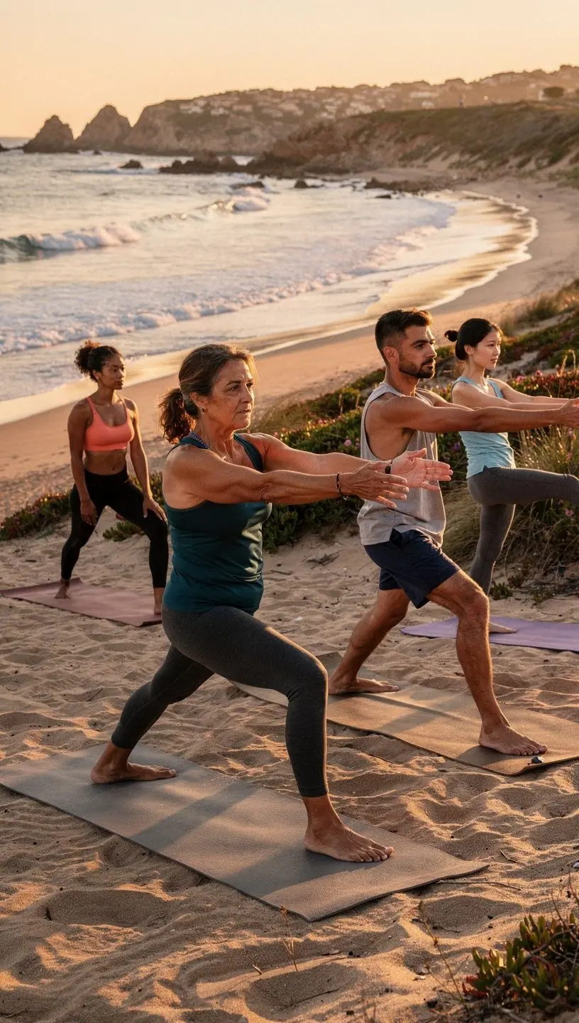 Ejercicio de yoga que combina movimientos fluidos con técnicas de respiración, ideal para la pérdida de grasa y el aumento muscular.